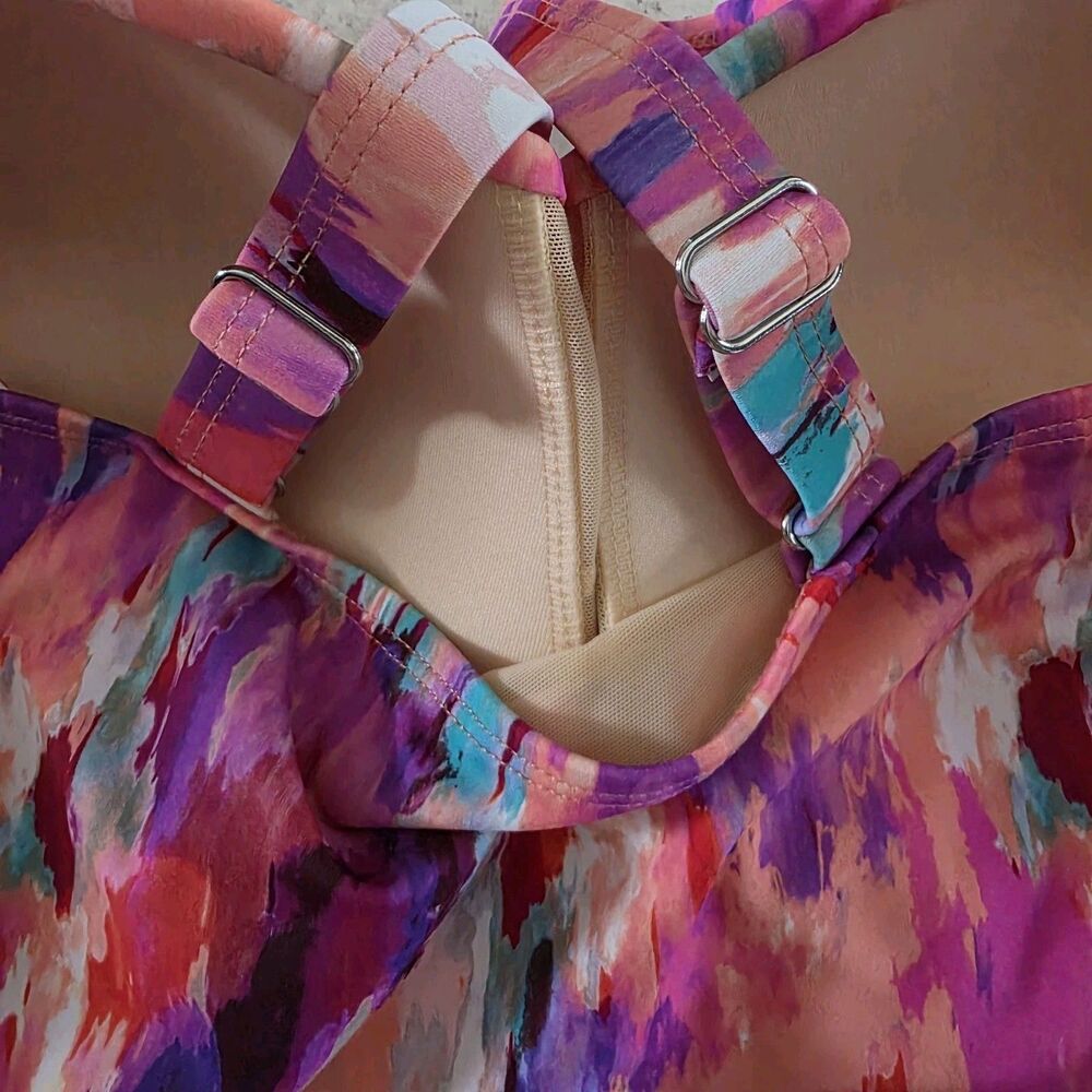 Swimsuits For All One Piece Swimsuit Abstract Pink Plus Beach Colorful 22 - Picture 8 of 12